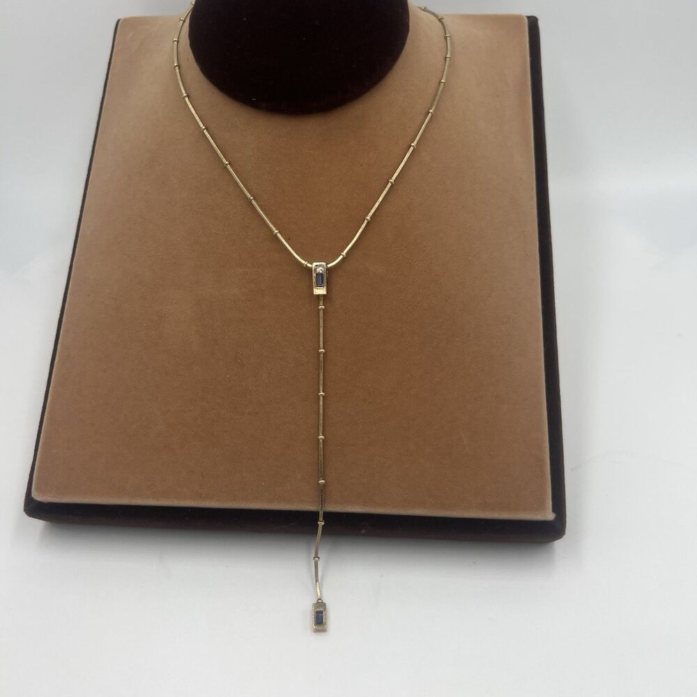 Dryberg Kern Denmark 18+extender" Gold Tone Lariat Purple Rhinestone Necklace